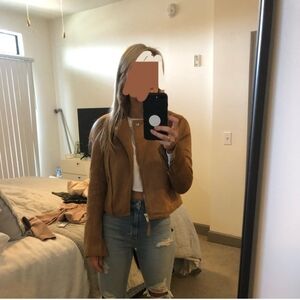 Abercrombie & Fitch Tan Jacket Moto Bike Motorcycle